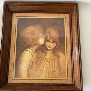 Margaret Kane 1960's A Little Kiss Vintage Framed Print 20"x17"